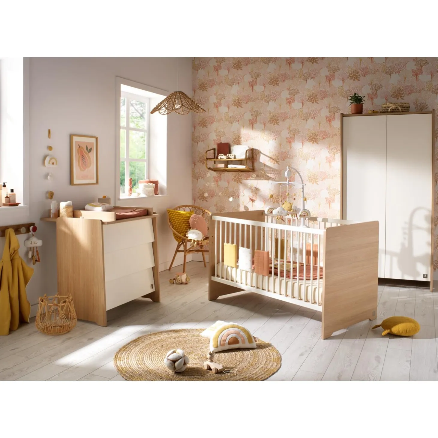 Sauthon Little big bed vanille Chêne Miel - Meringue 70x140 cm