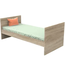 Sauthon Lit 140x70 évolutif en 90x200 et 140x200 Nova Chêne Doré - Blanc Lin 70x140 cm