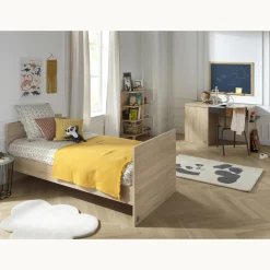 Sauthon                    Lit 140x70 évolutif en 90x200 et 140x200 Nova    Chêne Doré - Gris Volcan            70x140 cm