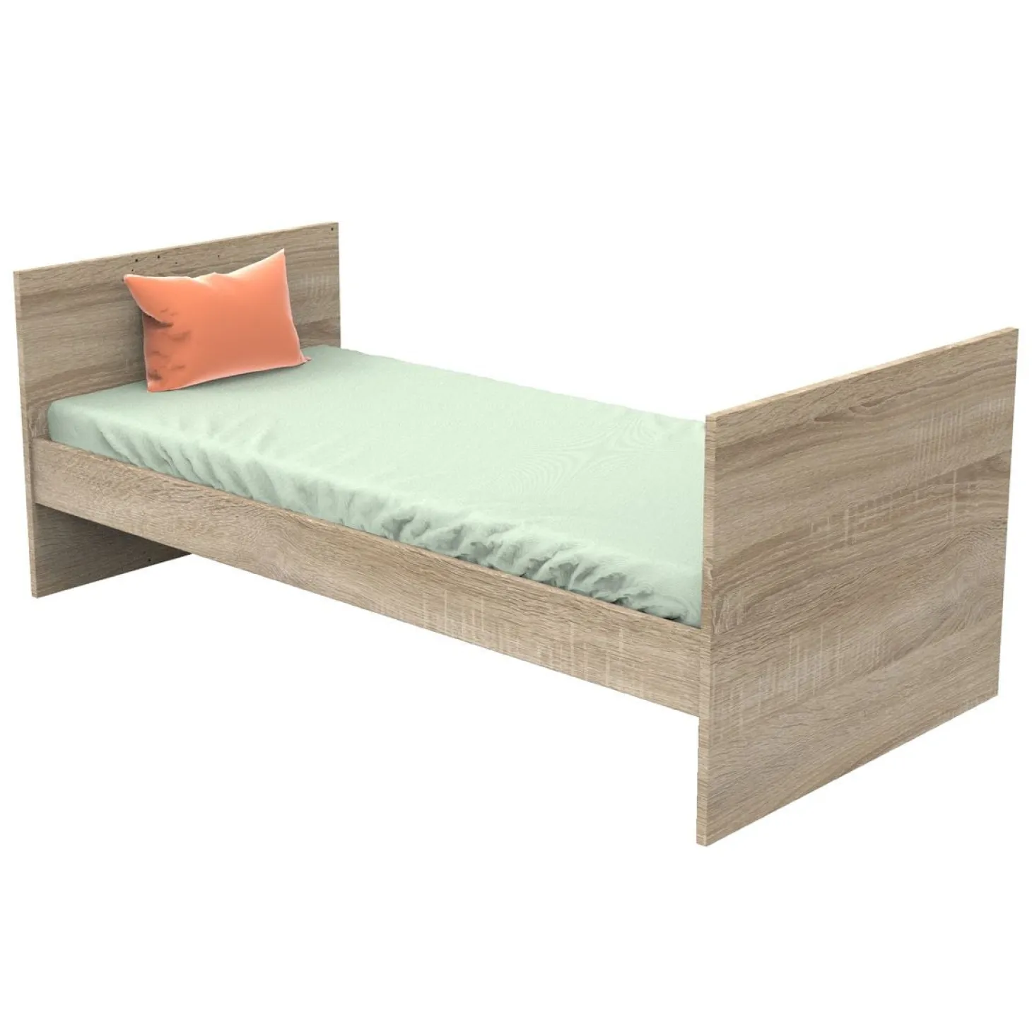 Sauthon Lit 140x70 évolutif en 90x200 et 140x200 Nova Chêne Doré - Gris Volcan 70x140 cm