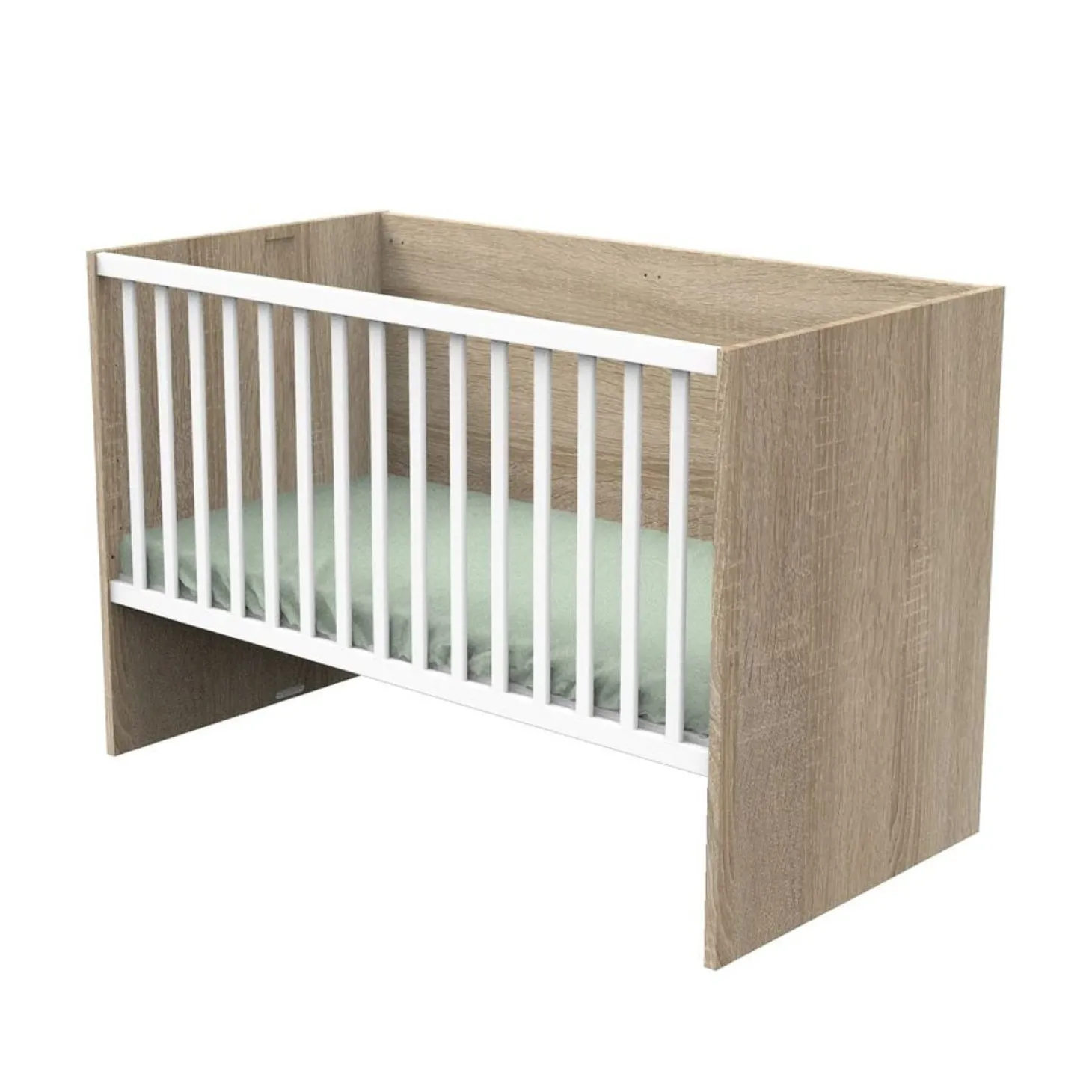 Sauthon Lit 140x70 évolutif en 90x190 et 140x190 Nova Chêne Doré - Blanc Lin 70x140 cm