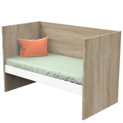 Sauthon Lit 140x70 évolutif en 90x190 et 140x190 Nova Chêne Doré - Blanc Lin 70x140 cm