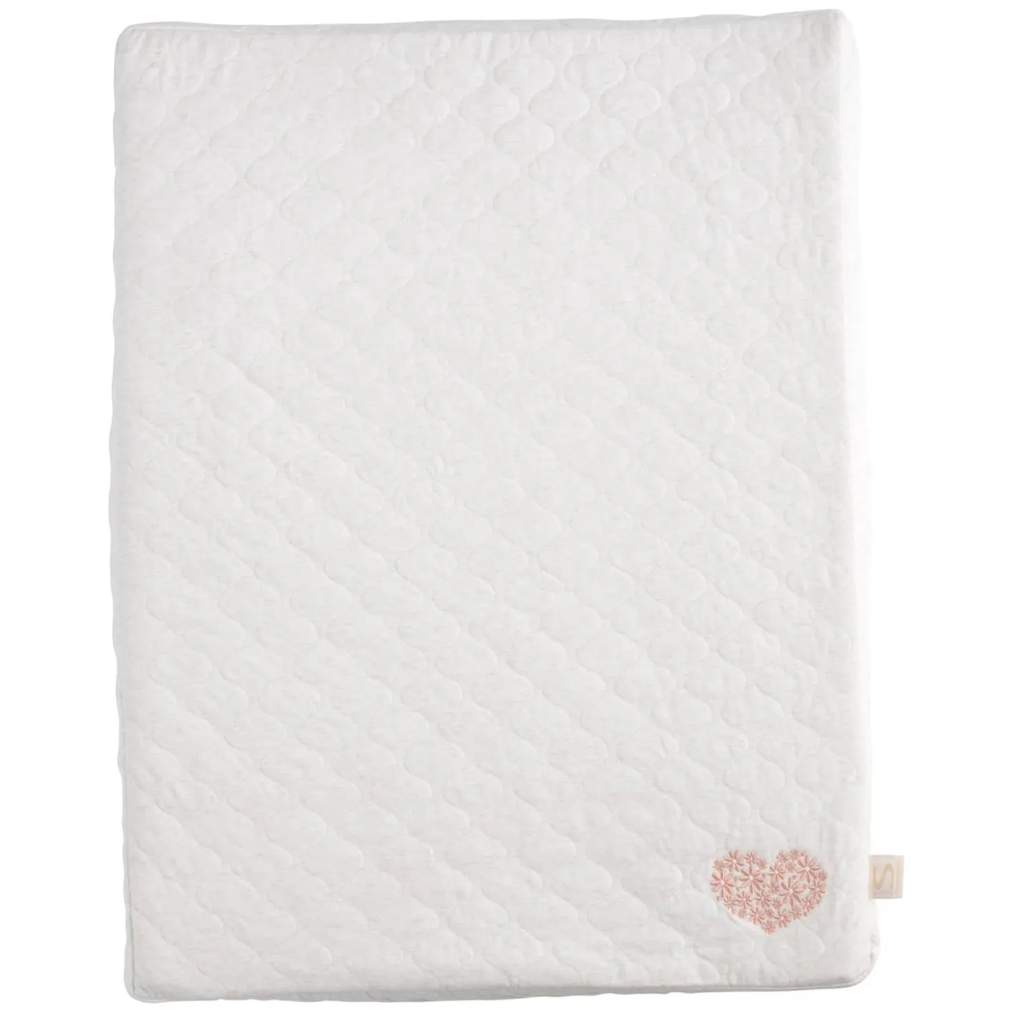 Sauthon Matelas à langer + Serviette Petit Coeur Beige Chiné/Rose Poudré