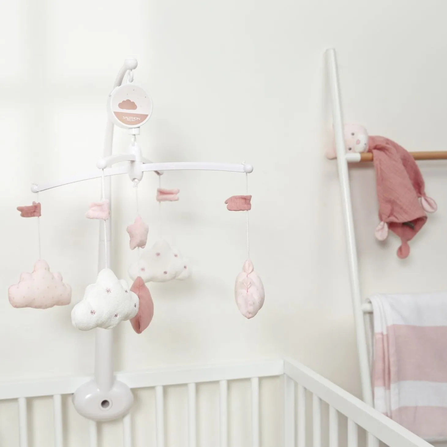 Sauthon Mobile musical Lily rose Rose Poudré - Blanc