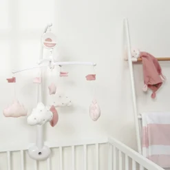 Sauthon Mobile musical Lily rose Rose Poudré - Blanc