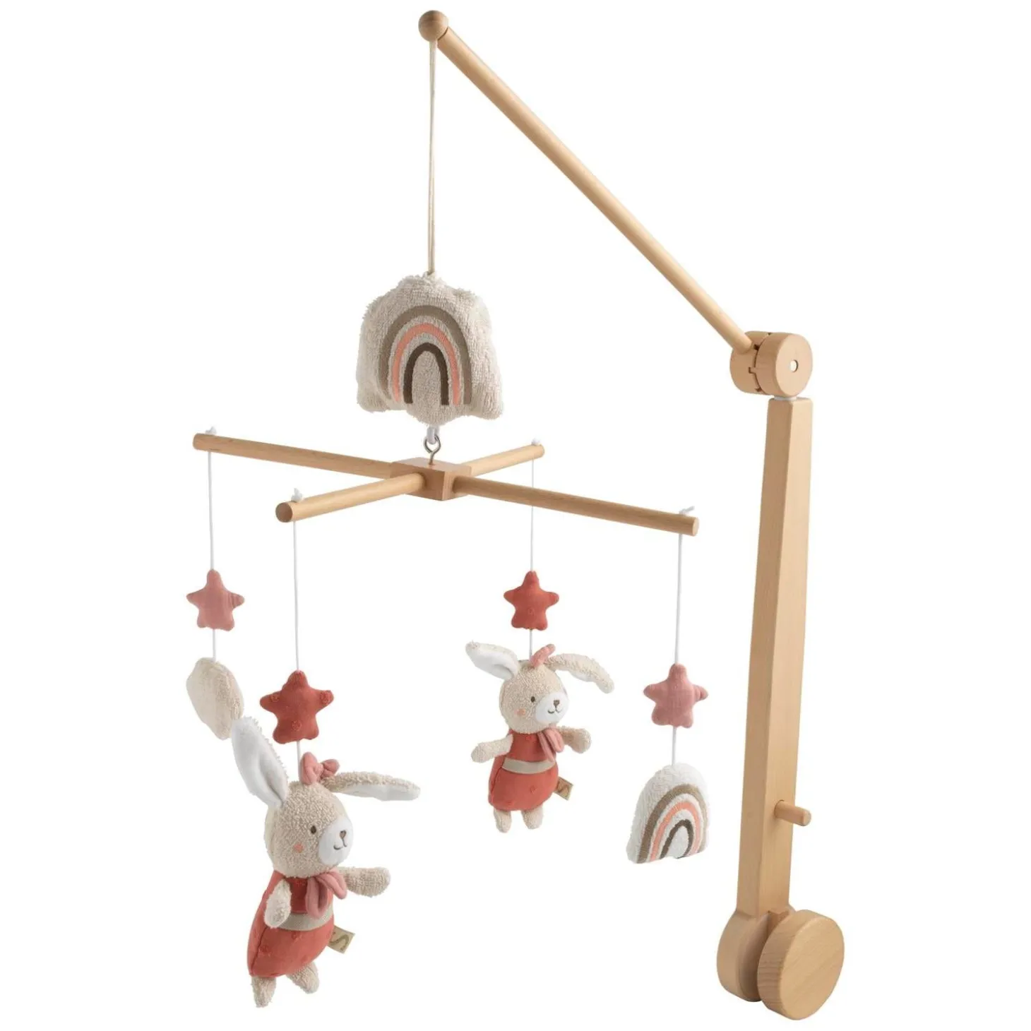 Sauthon Mobile Musical Petit Coeur Beige Chiné/Rose Poudré