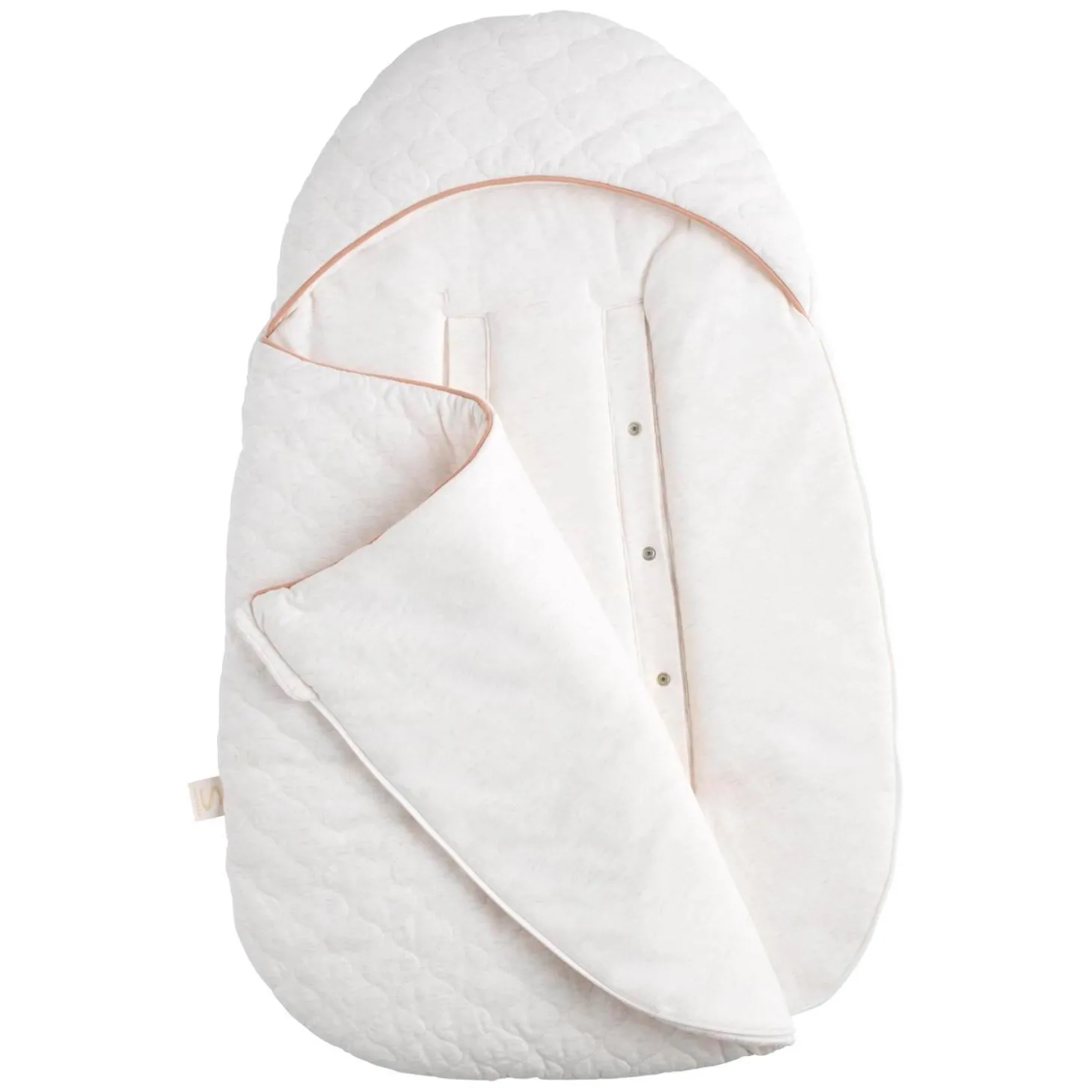 Sauthon Nid d'ange 5 attaches Petit Coeur Beige Chiné/Rose Poudré 0-6 mois