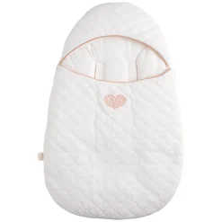 Sauthon Nid d'ange 5 attaches Petit Coeur Beige Chiné/Rose Poudré 0-6 mois