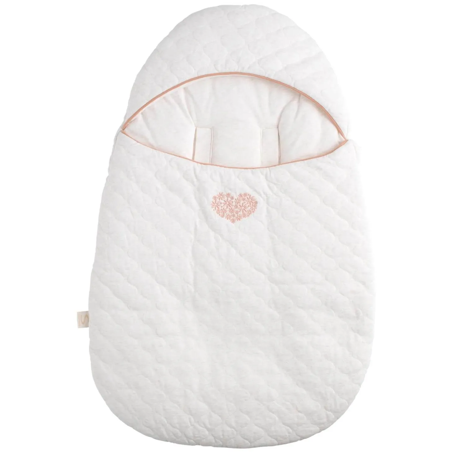 Sauthon Nid d'ange 5 attaches Petit Coeur Beige Chiné/Rose Poudré 0-6 mois
