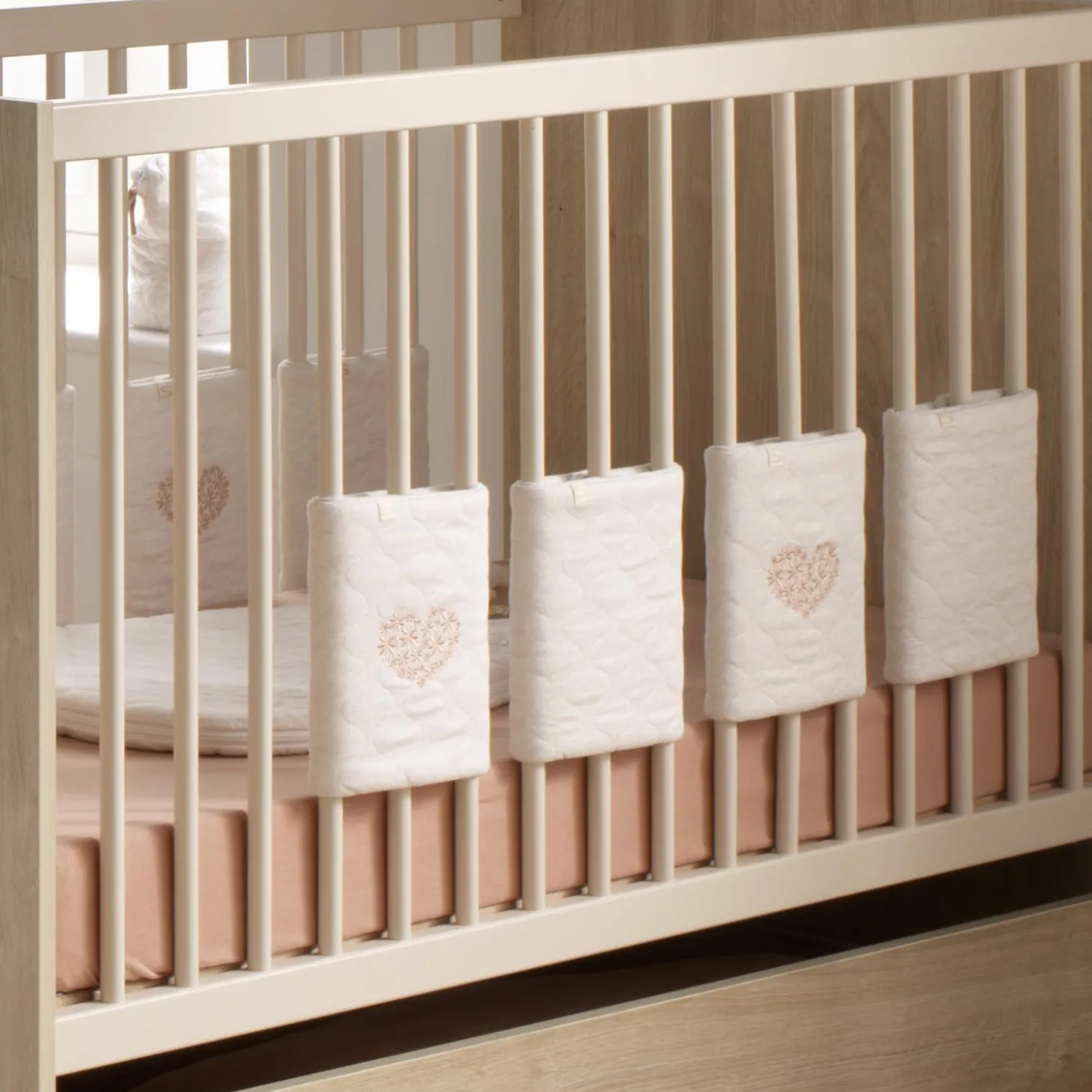 Sauthon Protections de Barreaux x8 Petit Coeur Beige Chiné