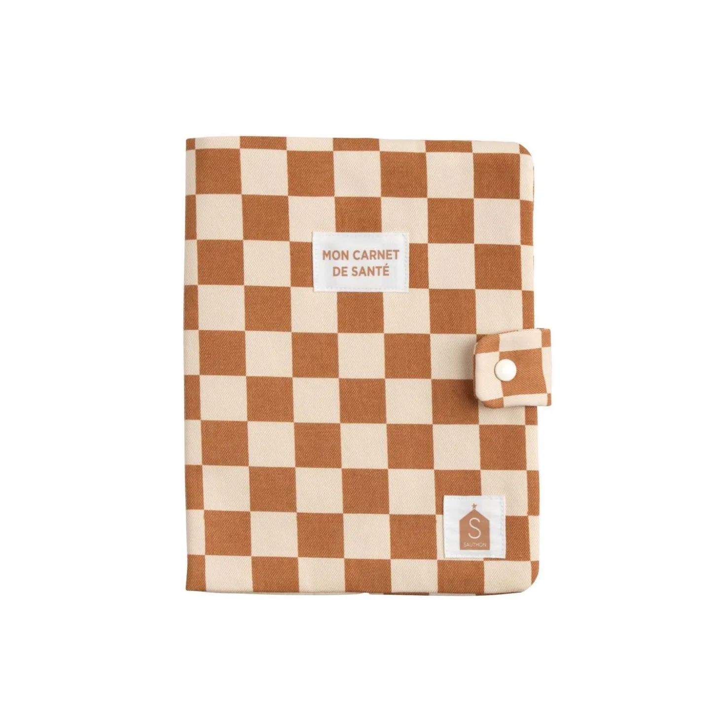 Sauthon Protège Carnet de Santé Damier Petit Chou Ecru/Caramel