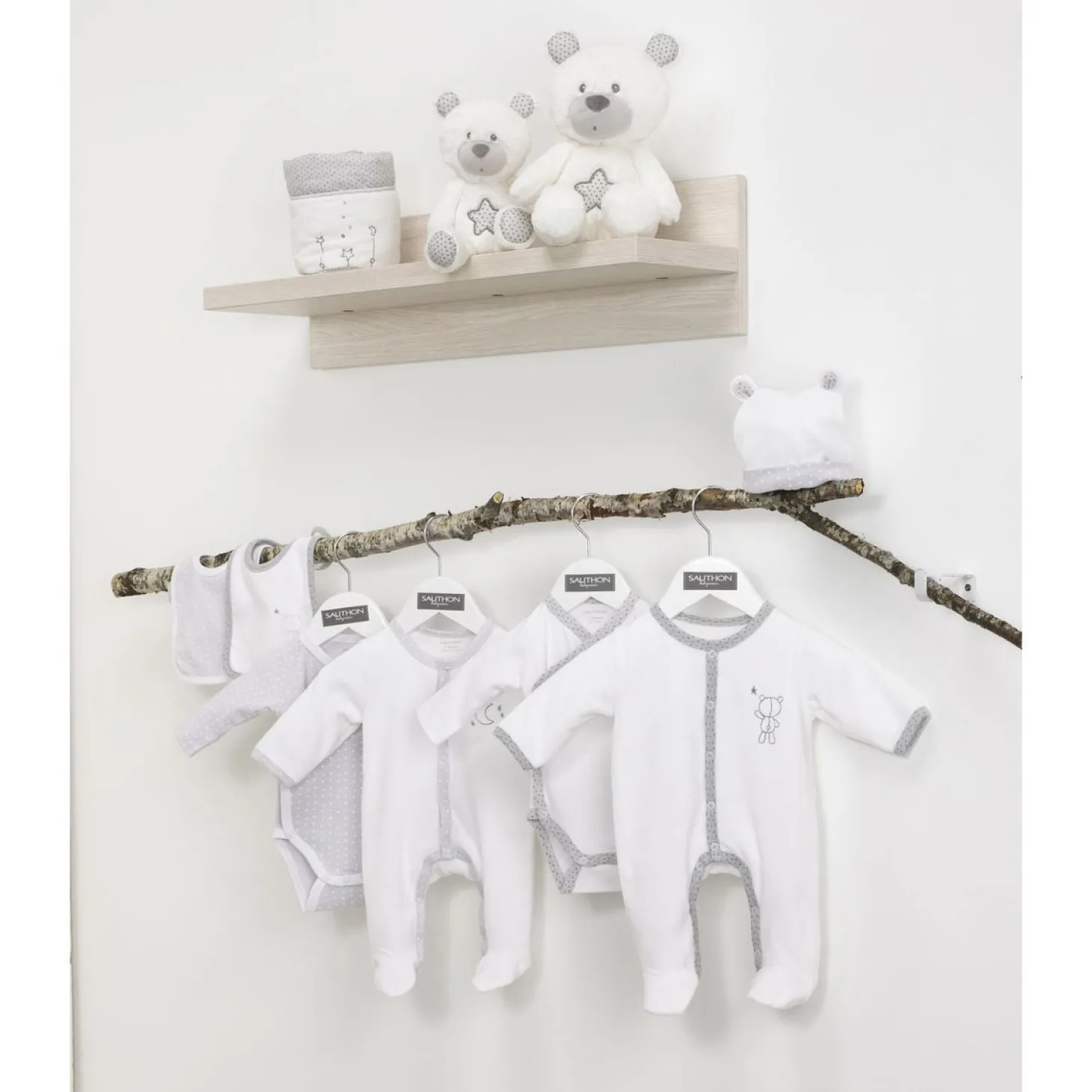Sauthon Pyjama velours blanc-lune Celeste 3 mois