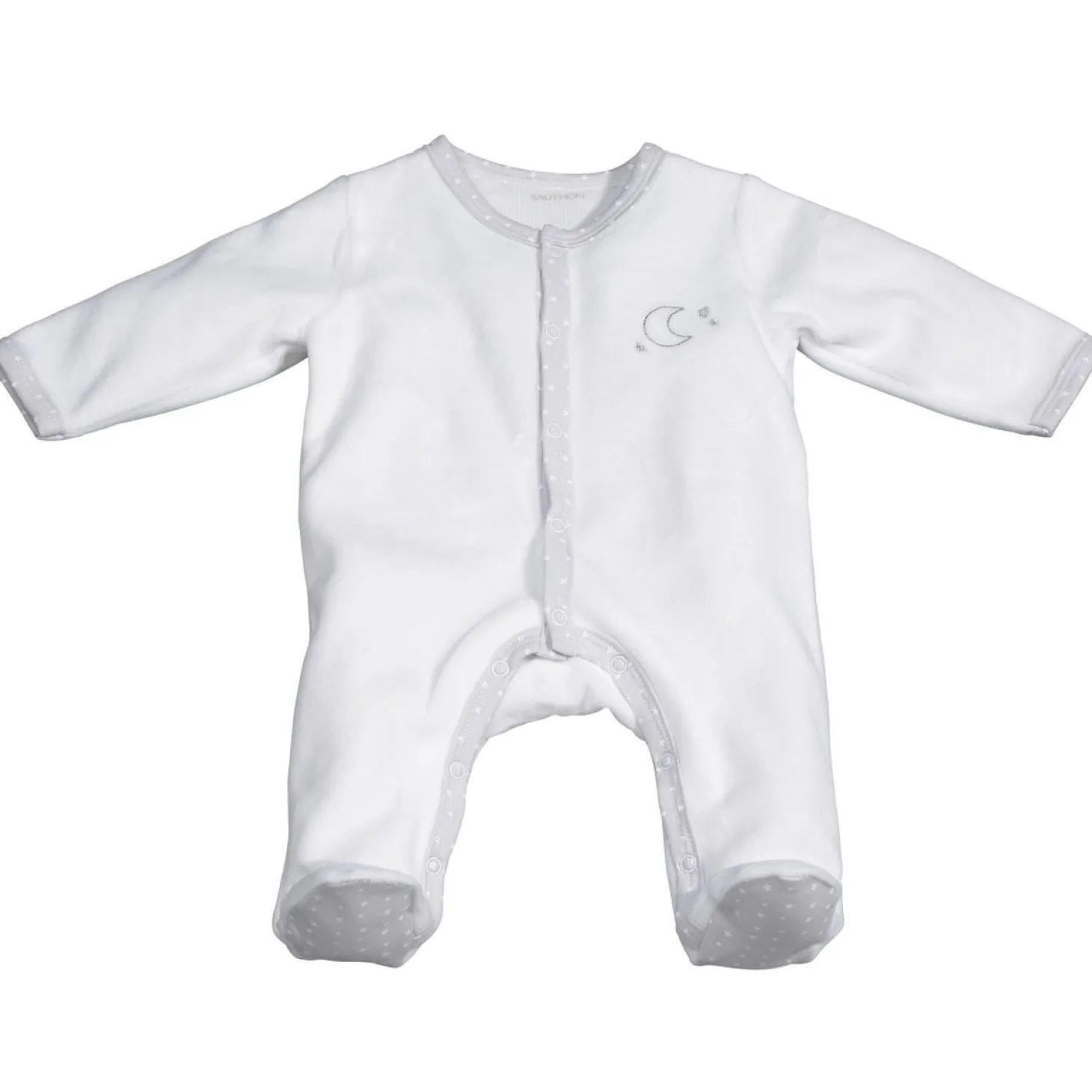 Sauthon Pyjama velours blanc-lune Celeste 3 mois