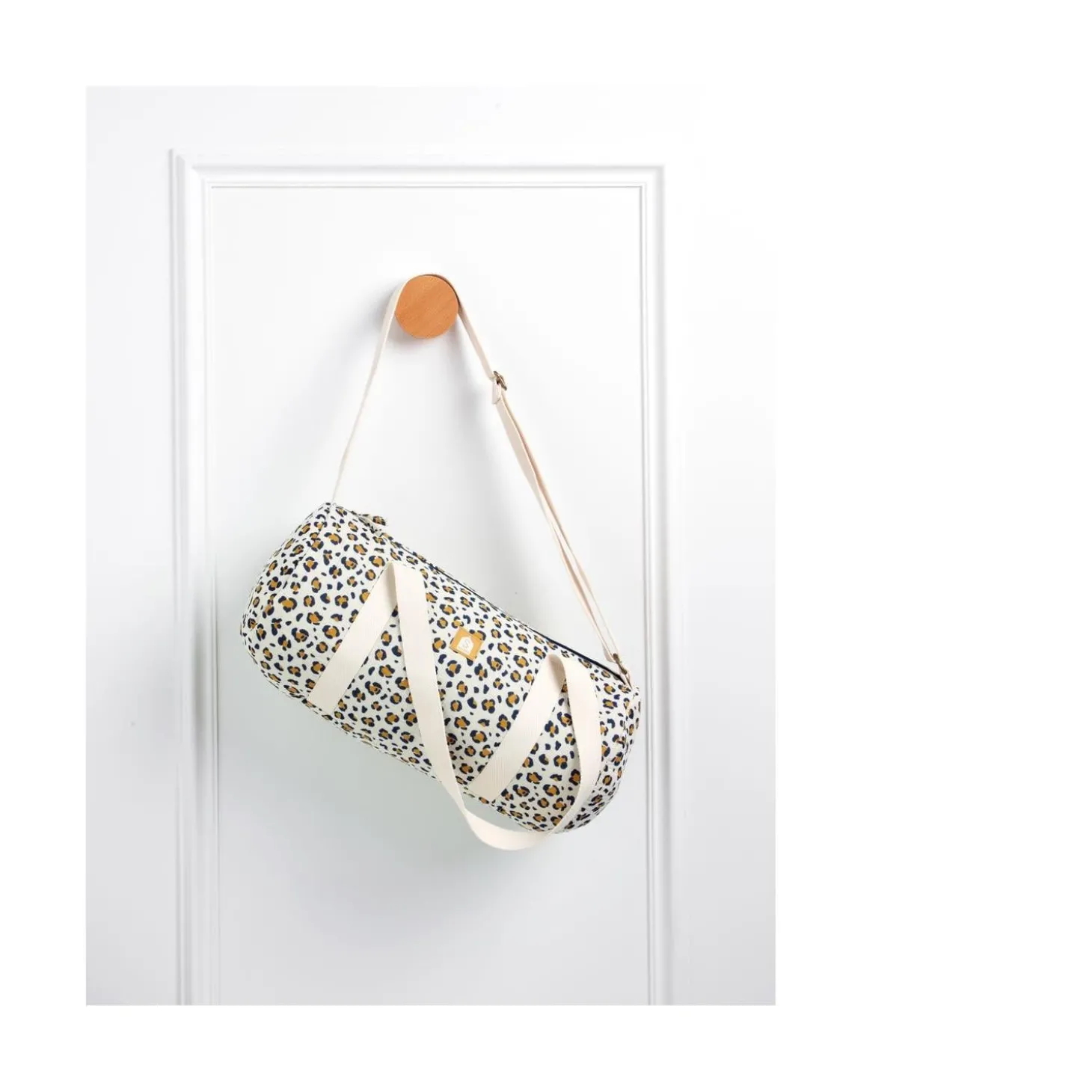 Sauthon Sac Polochon Enfant Leopard Ecru/Noir/Caramel