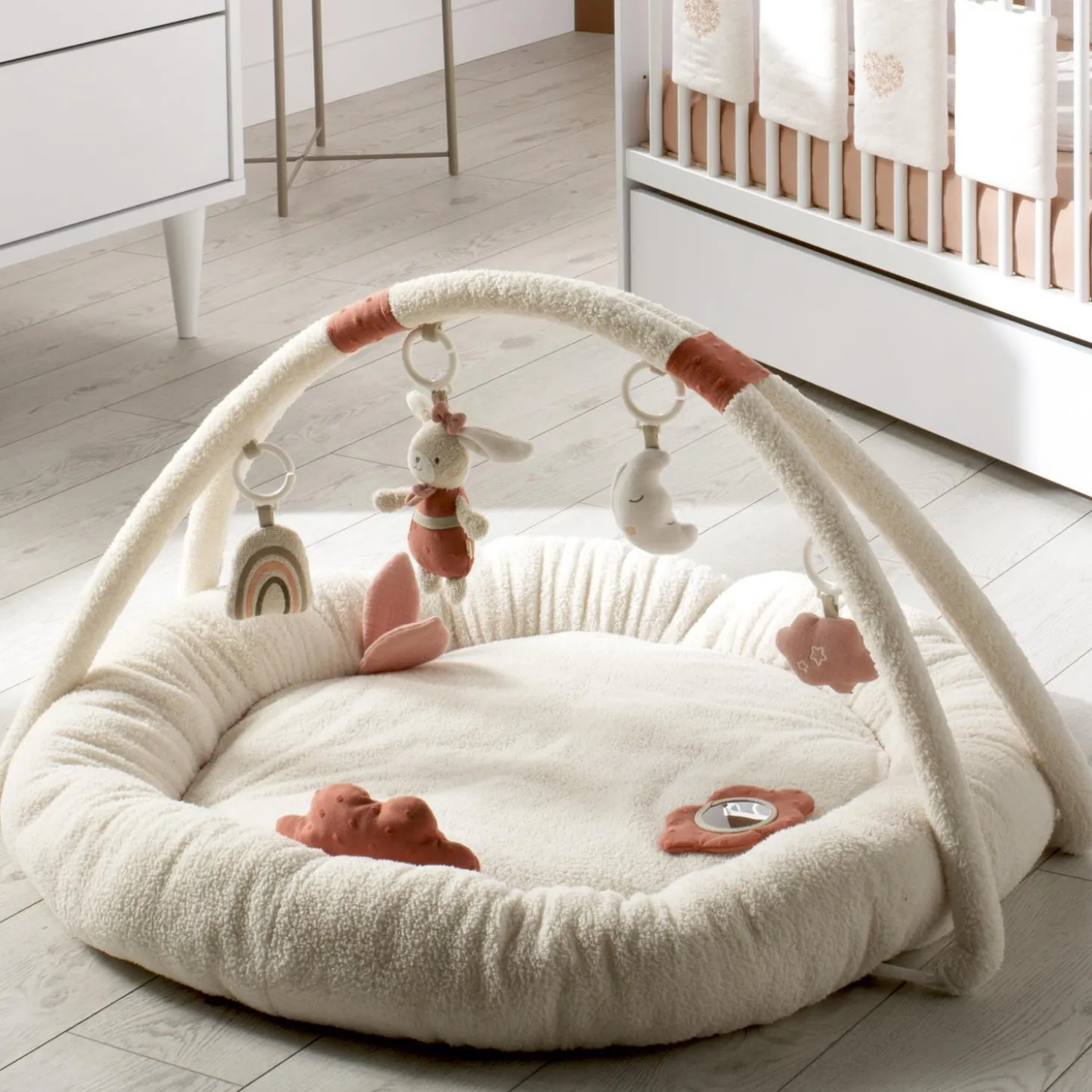 Sauthon Tapis d'éveil Petit Coeur Beige Chiné/Rose Poudré
