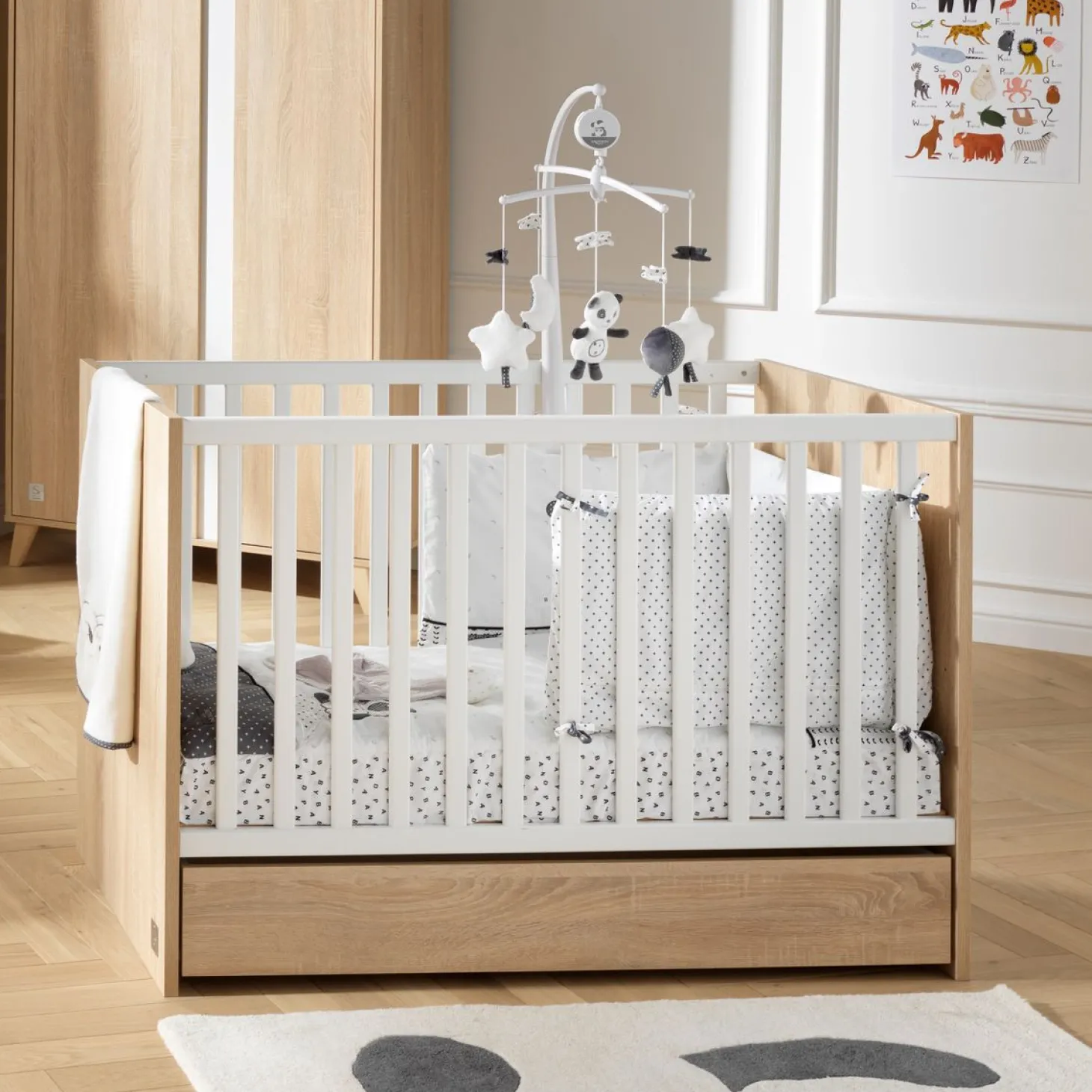 Sauthon Tiroir de lit Nova Chêne Doré - Blanc 60x120 cm