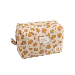 Sauthon Trousse de Toilette Motif Léopard Petit Chou Ecru/Caramel/Vieux Rose