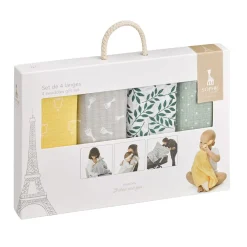 Sophie la girafe                    Set de 4 langes color    Multicolore