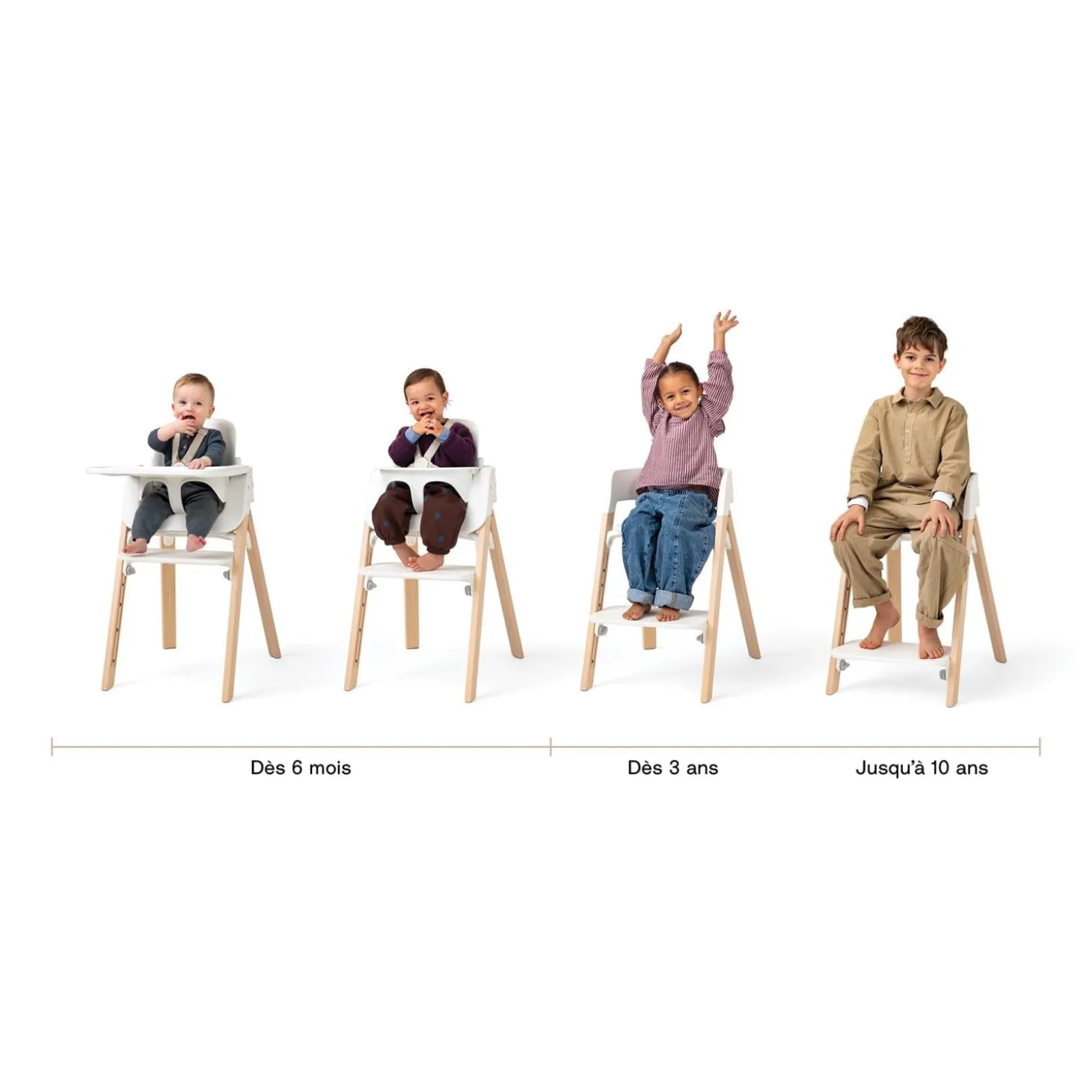 Stokke Chaise haute Steps Noir et Bois foncé