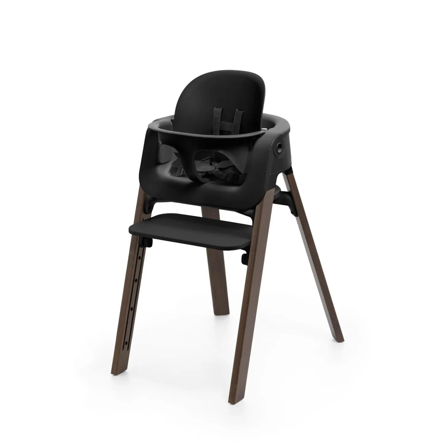 Stokke Chaise haute Steps Noir et Bois foncé