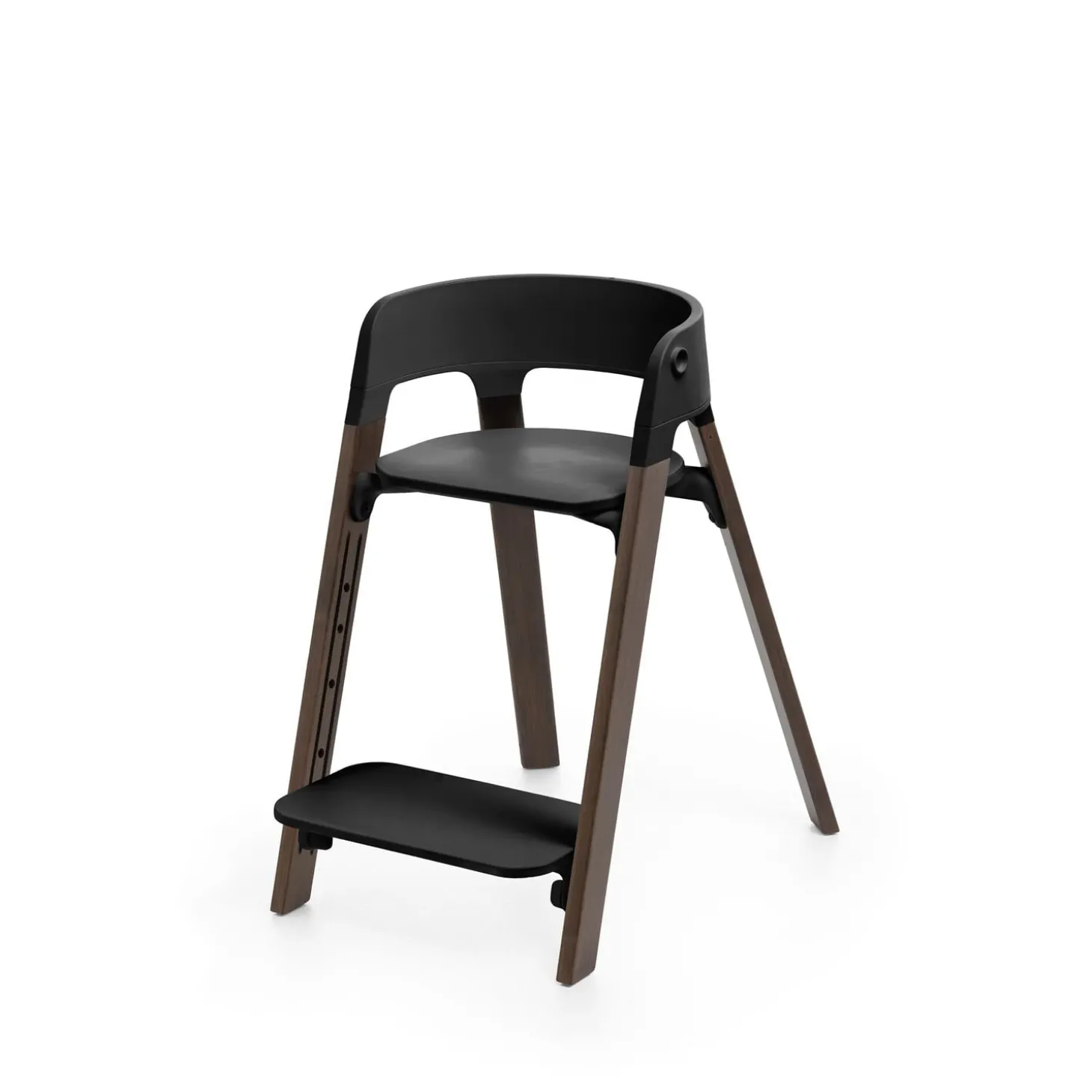 Stokke Chaise haute Steps Noir et Bois foncé