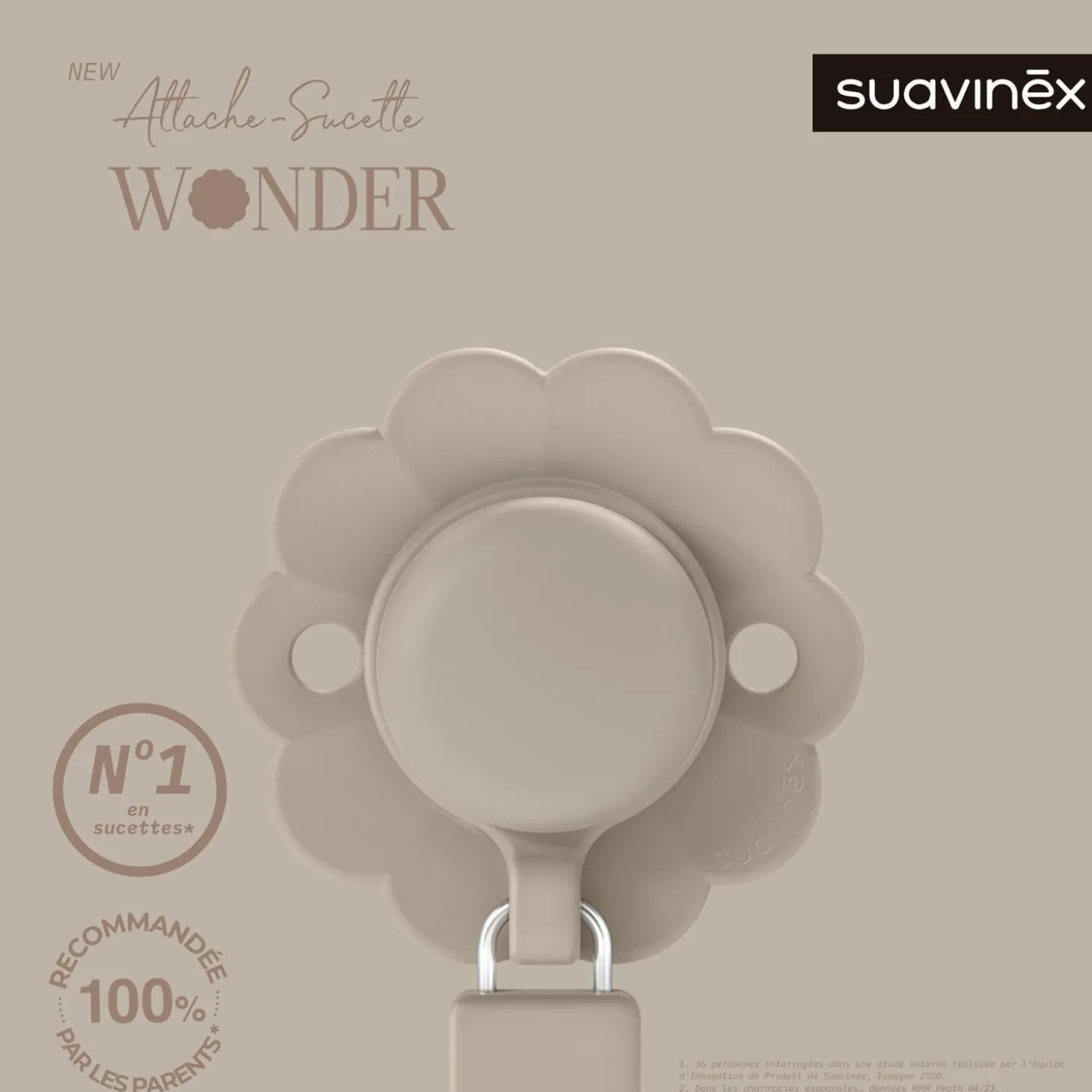 Suavinex Attache sucette silicone Wonder Gray Cloud