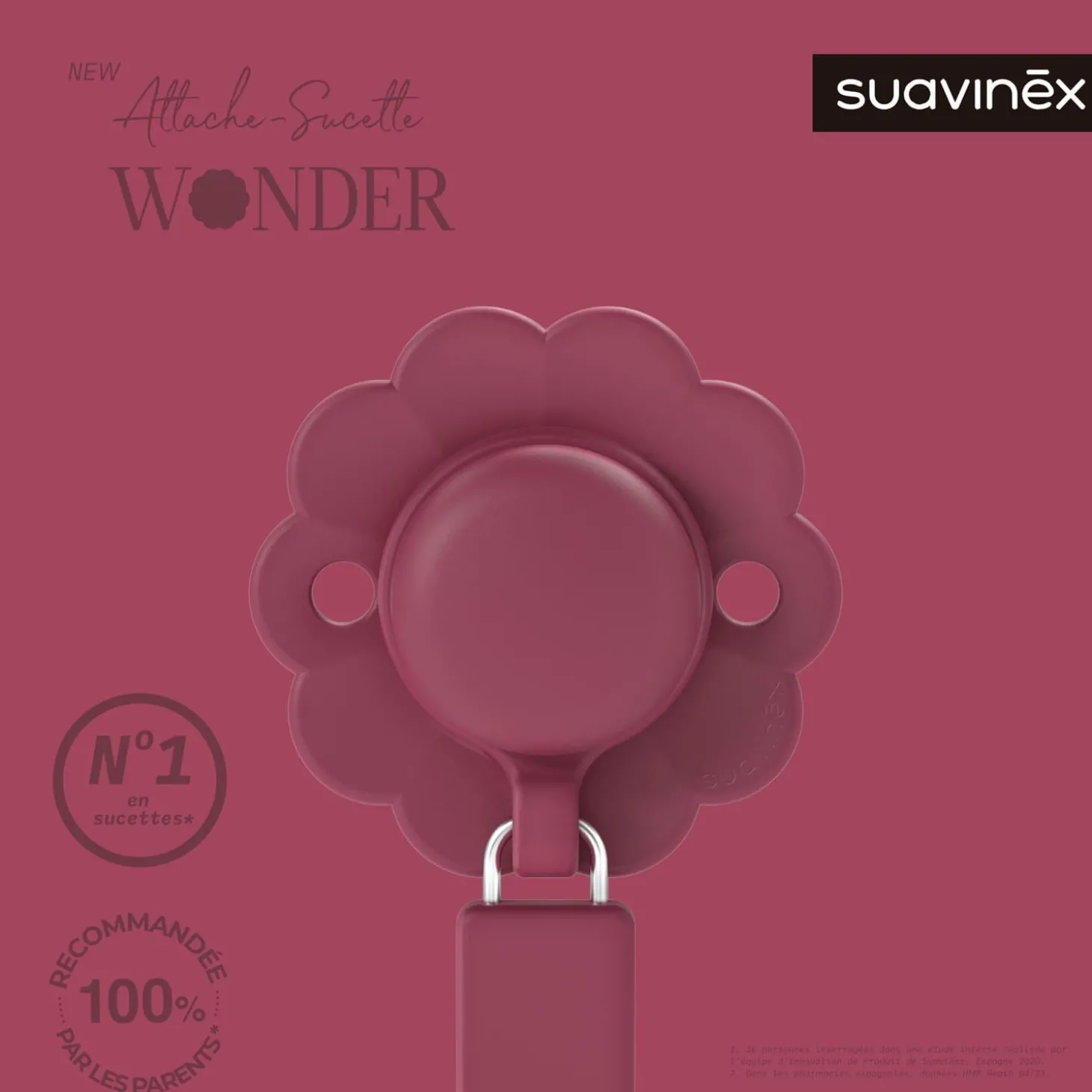 Suavinex Attache sucette silicone Wonder Viva Magenta