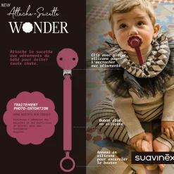 Suavinex Attache sucette silicone Wonder Viva Magenta