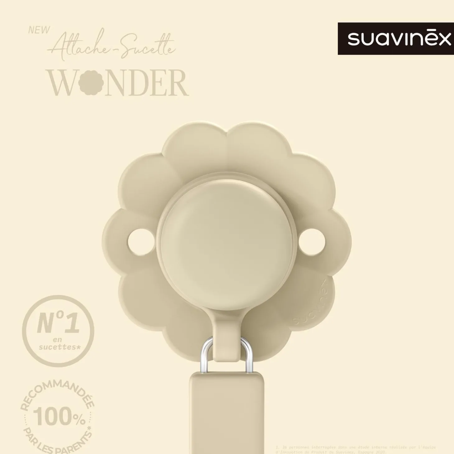 Suavinex Attache sucette silicone Wonder Whitecap Gris