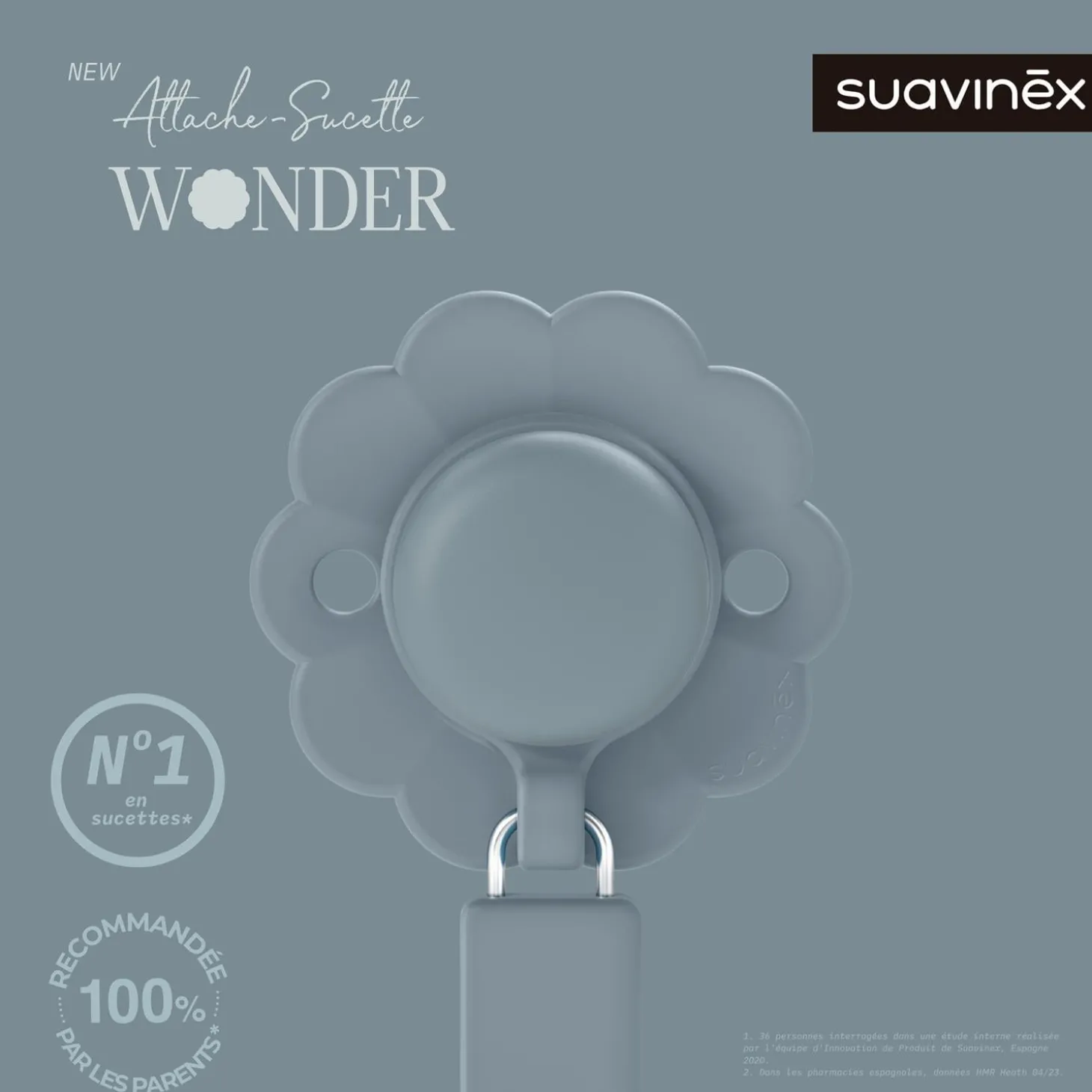 Suavinex Attache sucette silicone Wonder Spring Lake