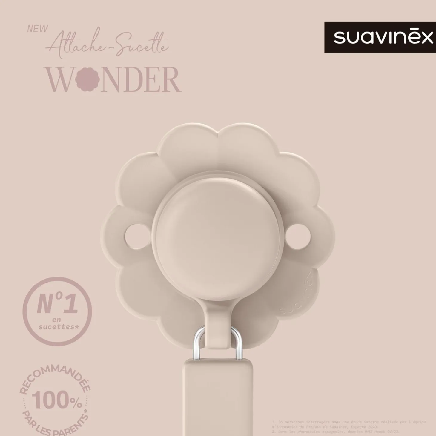 Suavinex Attache sucette silicone Wonder Mauve Chalk