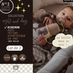 Suavinex                    Biberon à Anses Wild&Free Night & Day    Rose