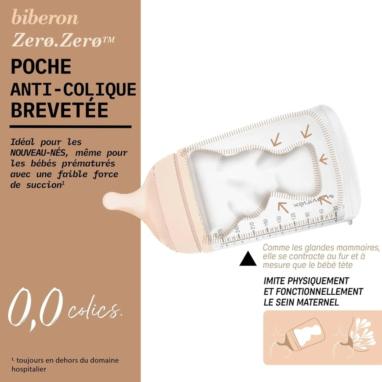 Suavinex Biberon Anti-Colique Zero.Zero Marron Deep - 120 ml