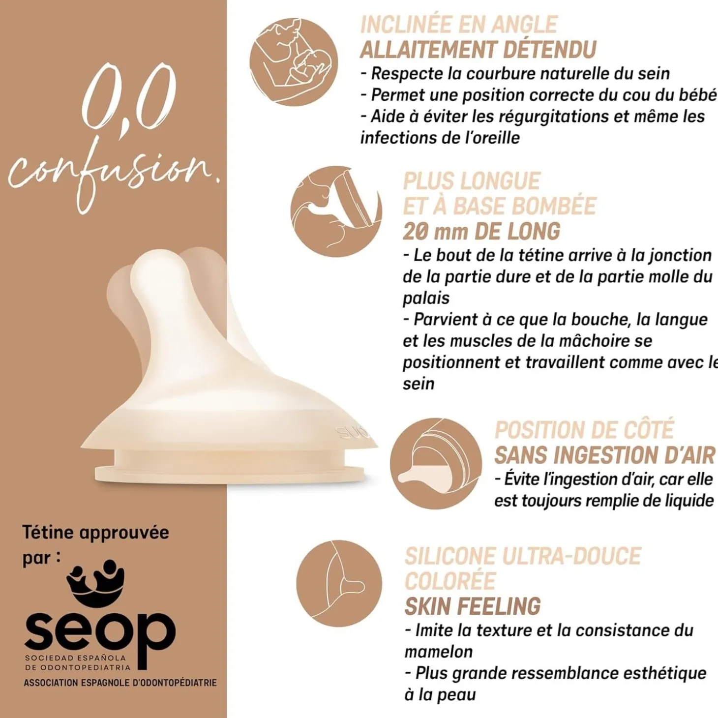 Suavinex Biberon Anti-Colique Zero.Zero Marron Deep - 120 ml