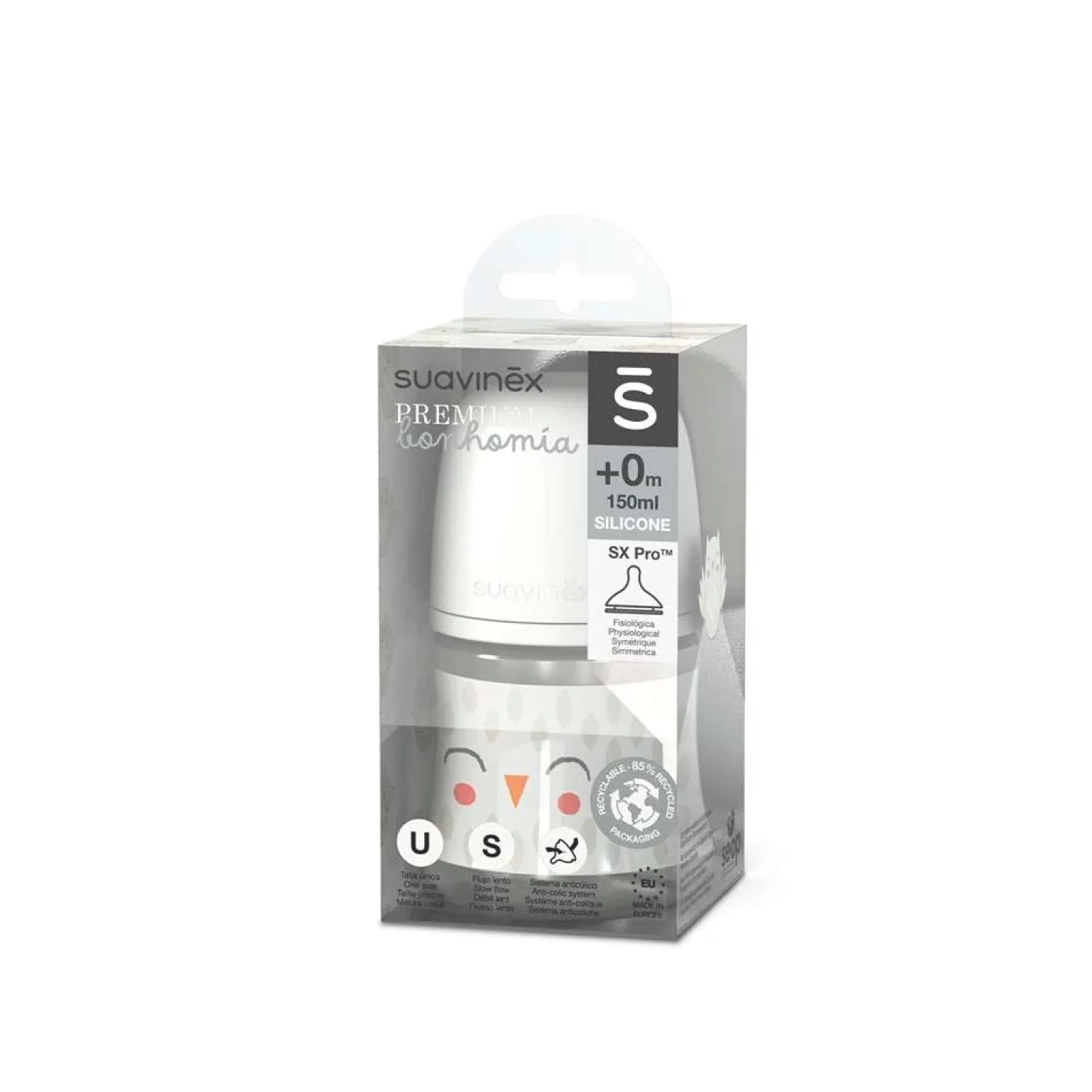 Suavinex Biberon Bonhomia avec tétine Sxpro S Beige 150 ml