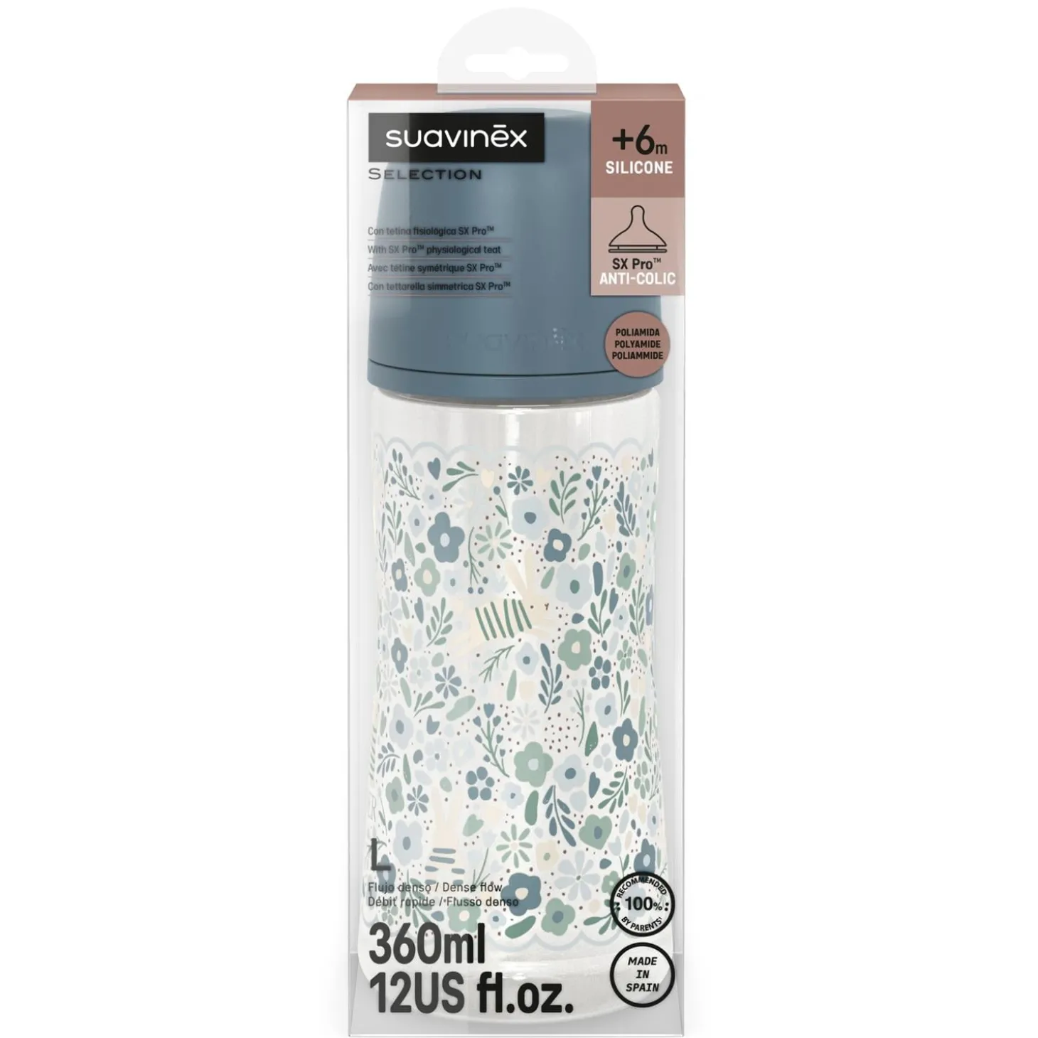 Suavinex Biberon Tetine Sxpro L Wonderland Liberty Bleu foncé 360 ml