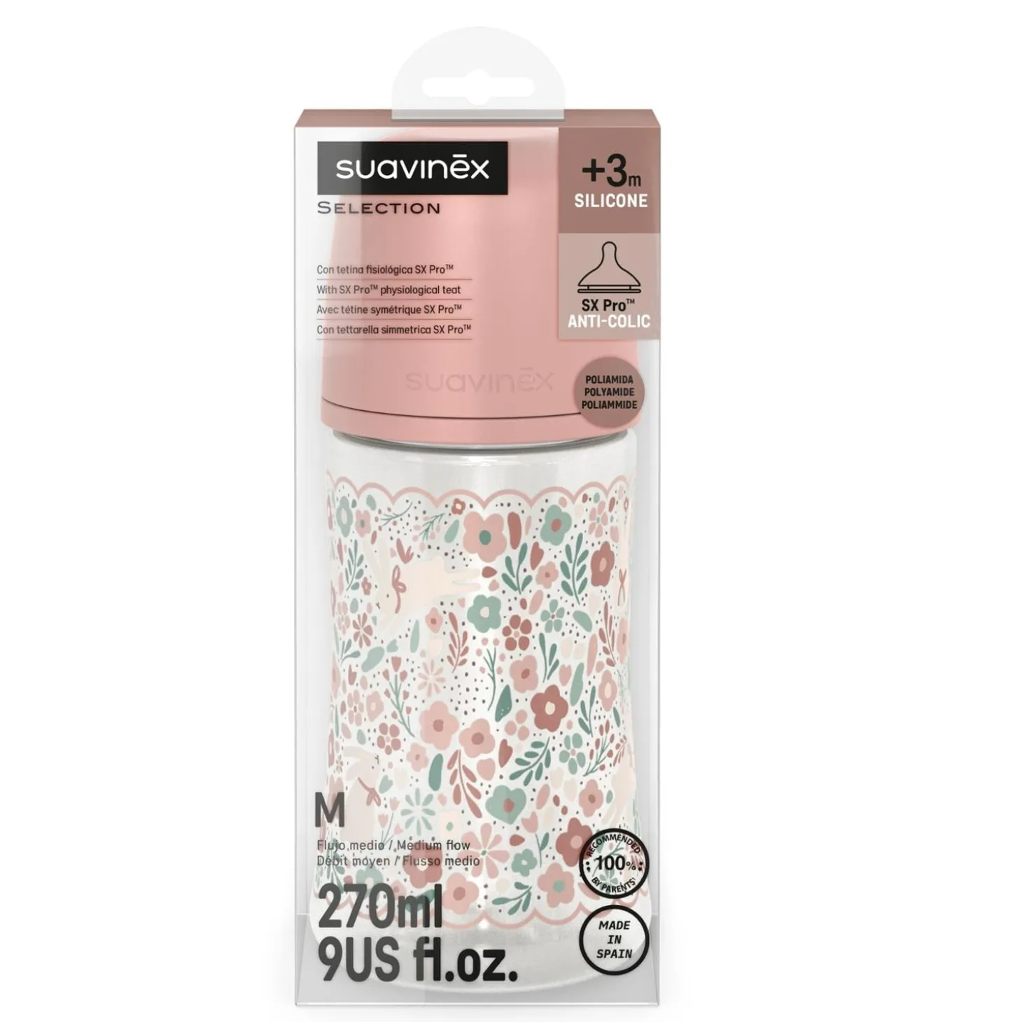 Suavinex Biberon Tetine Sxpro M Wonderland Liberty Rose 270 ml