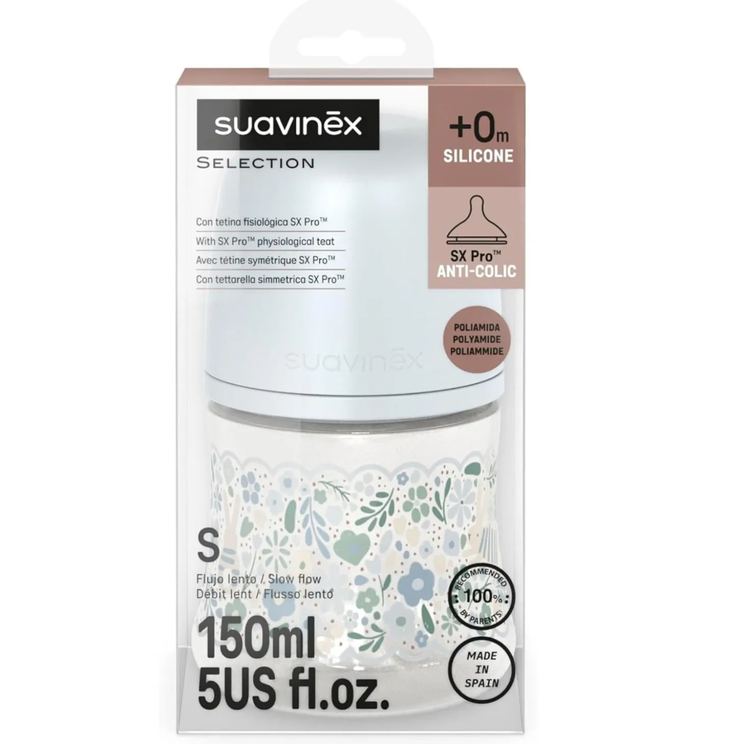 Suavinex Biberon Tetine Sxpro S Wonderland Liberty Bleu 150 ml