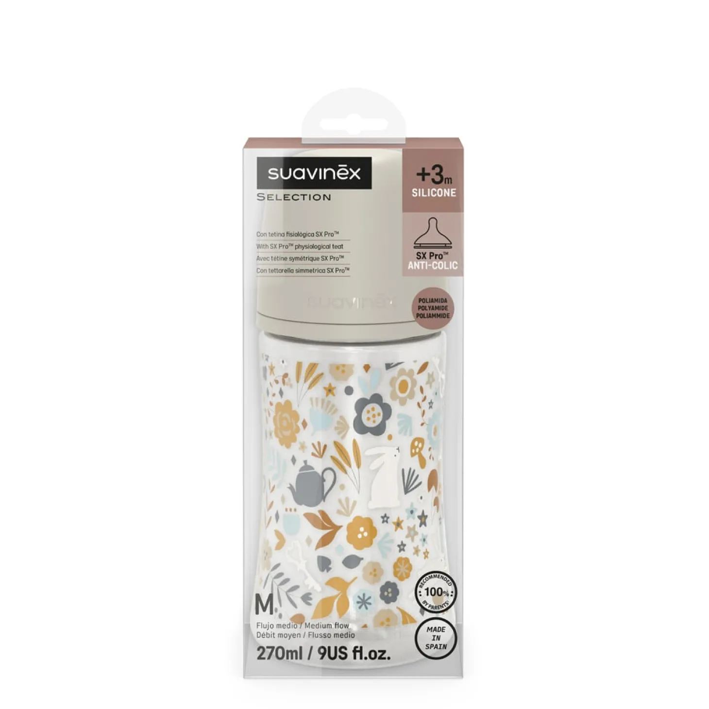 Suavinex Biberon Tetine Sxpro M Wonderland Liberty Bleu 270 ml