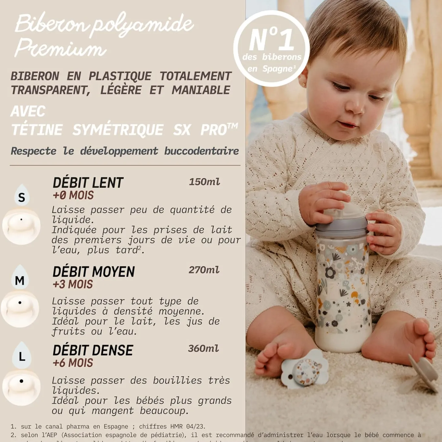 Suavinex Biberon Tétine Sxpro S Wond Beige 150 ml