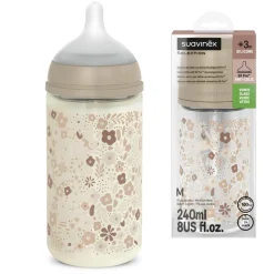 Suavinex Biberon Verre Tetine Sxpro M Wonderland Lapins Beige 240 ml