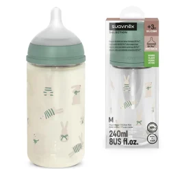 Suavinex                    Biberon Verre Tetine Sxpro M Wonderland Lapins    Vert            240 ml