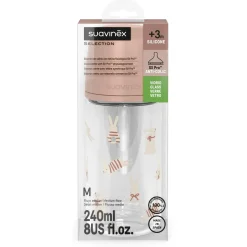 Suavinex Biberon Verre Tetine Sxpro M Wonderland Lapins Rose 240 ml