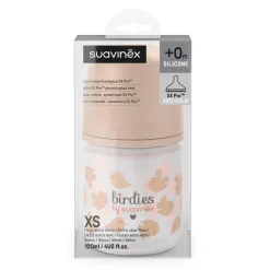 Suavinex Biberon Verre Tétine Sxpro XS Birdies Rose 120 ml