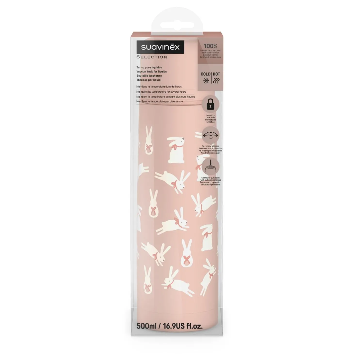 Suavinex Bouteille Isotherme Wonderland Lapin Rose 500 ml