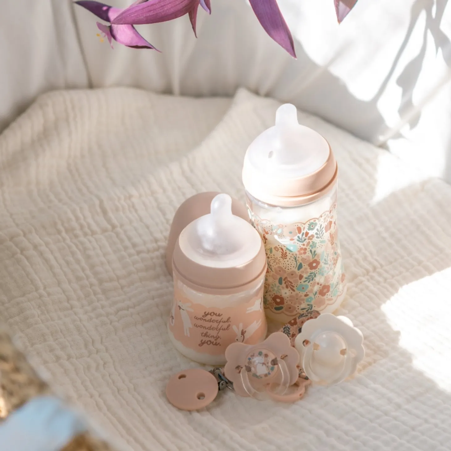 Suavinex Coffret biberon Welcome Baby Set Wonderland Rose