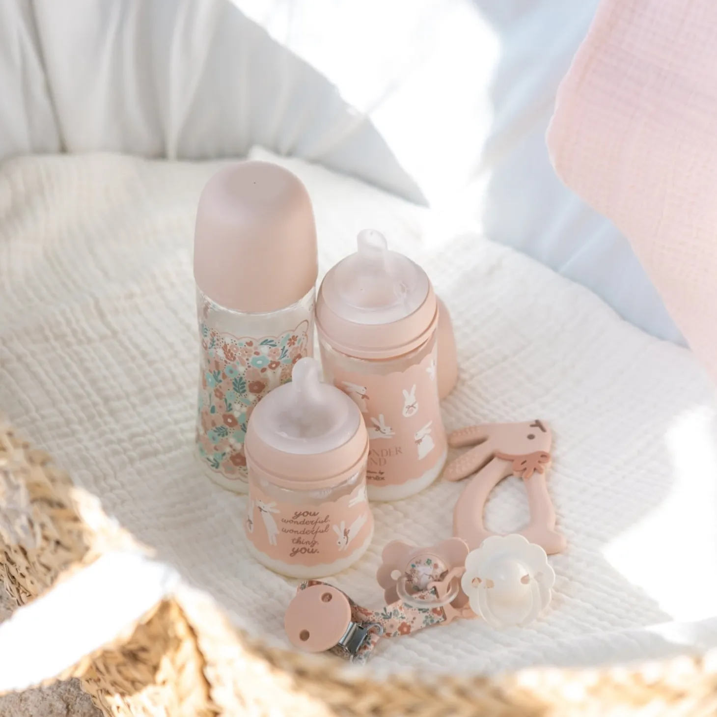 Suavinex Coffret biberon Welcome Baby Set Wonderland Beige