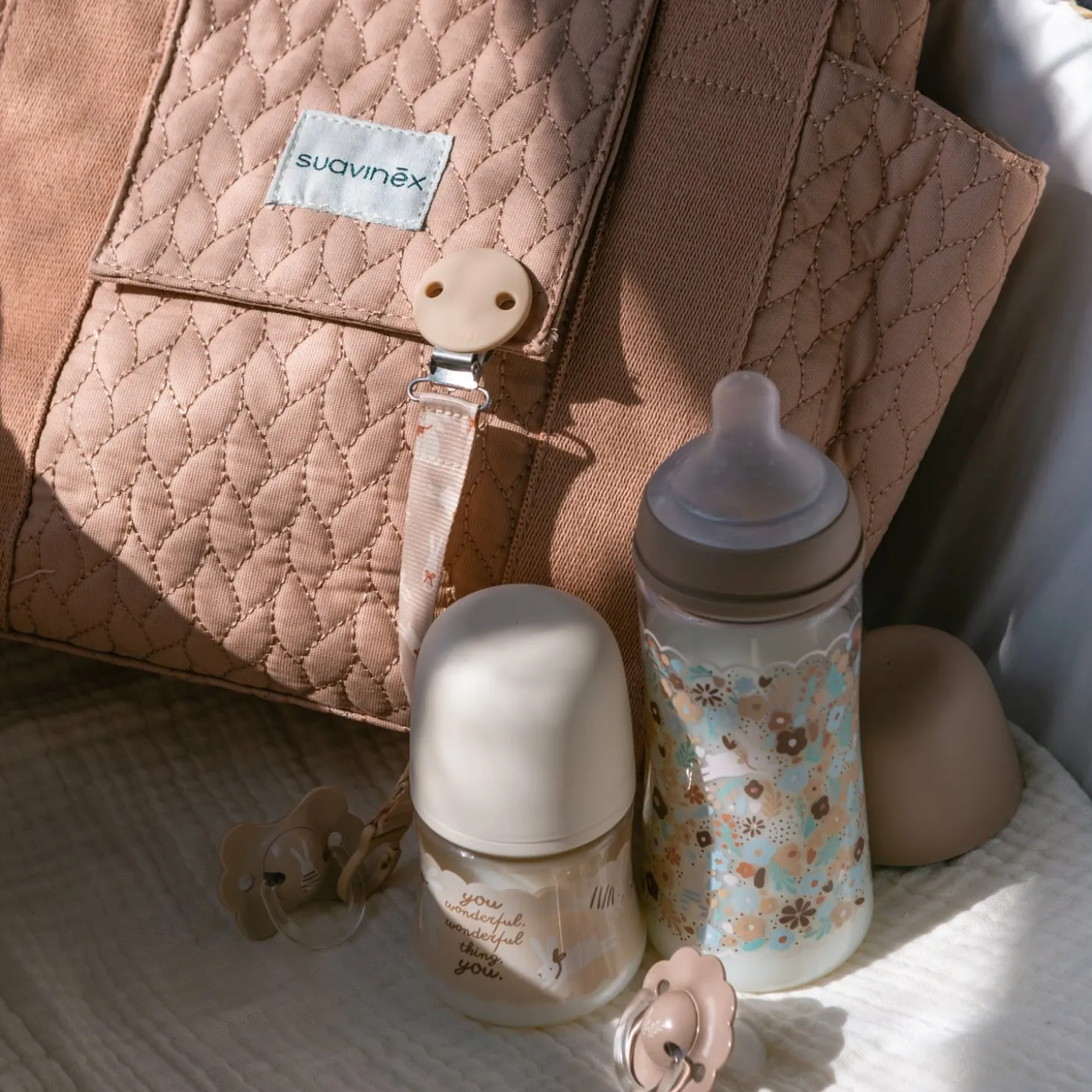 Suavinex Coffret biberon Welcome Baby Set Wonderland Beige