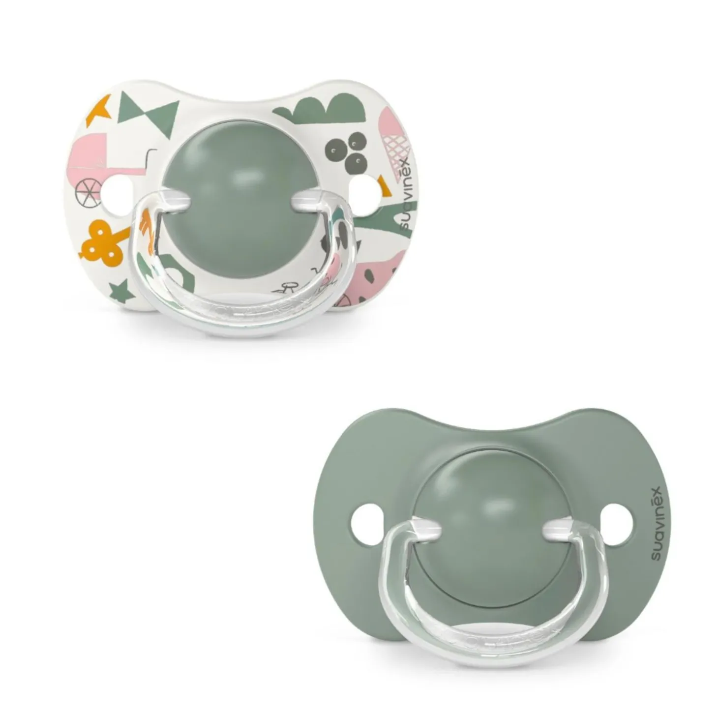 Suavinex Lot de 2 sucettes symetriques walk in the park Vert