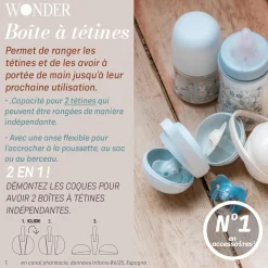 Suavinex                    Porte Sucette Duo Wonderland Lapin    Bleu